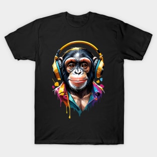 Chimpanzee Headphones T-Shirt